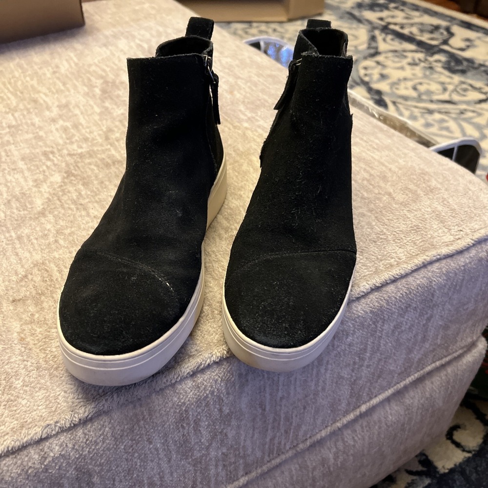 TOMS Womens Jamie Slip On Platform Sneakers Shoes Casual - Black Size 9.5